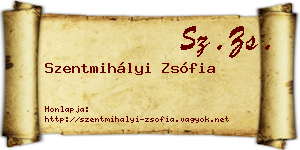 Szentmihályi Zsófia névjegykártya