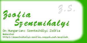 zsofia szentmihalyi business card